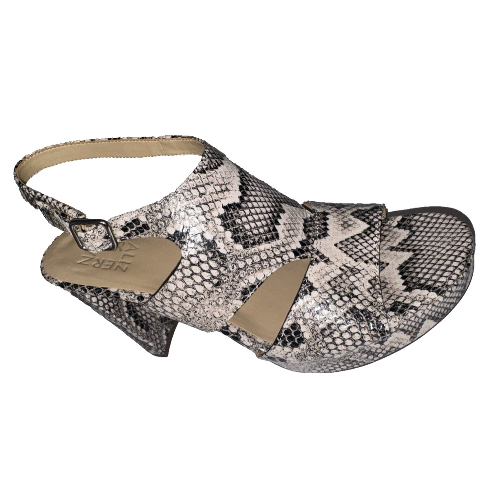 NATURALIZER 9.5 Snakeskin Sandals Maddie Block Heel Leather Slingback NWOT - Picture 4 of 8